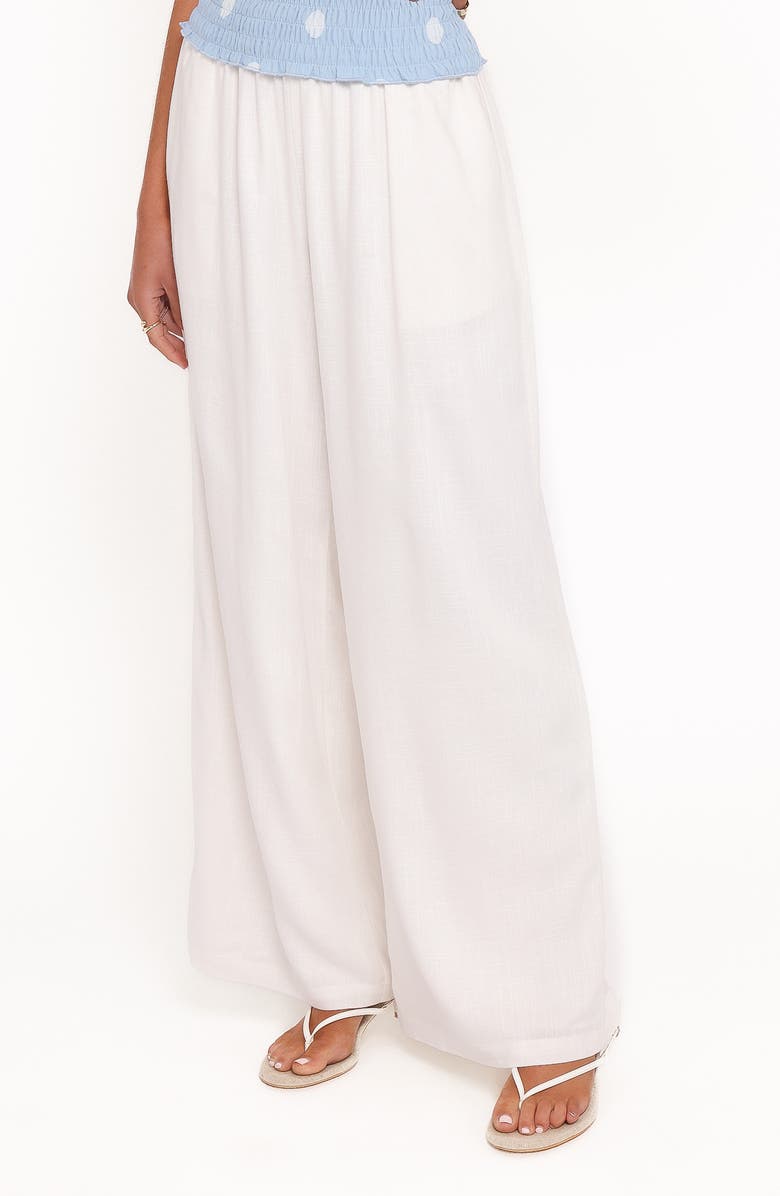 Petal & Pup Elowen High Rise Wide Leg Drawstring Pants, Alternate, color, White