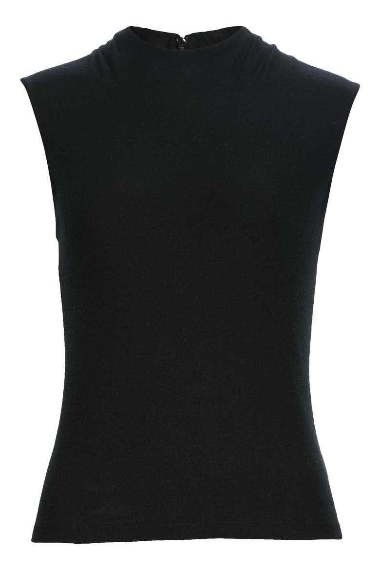 Draped Neck Top, Alternate, color, BLACK