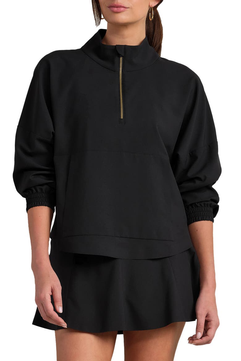 Mirage Water-Repellent Half-Zip Jacket, Main, color, PURE BLACK