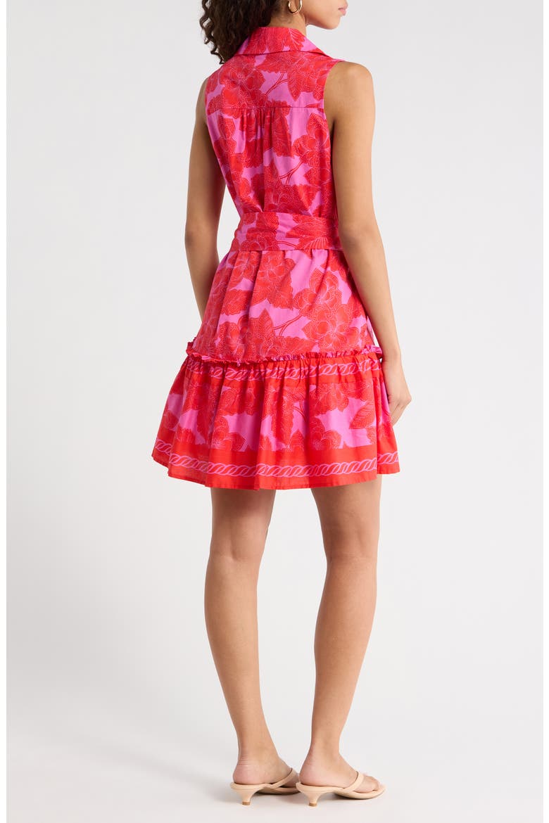 Rency Floral Zady Belted Cotton Shirtdress, Alternate, color, FUCHSIA-RED