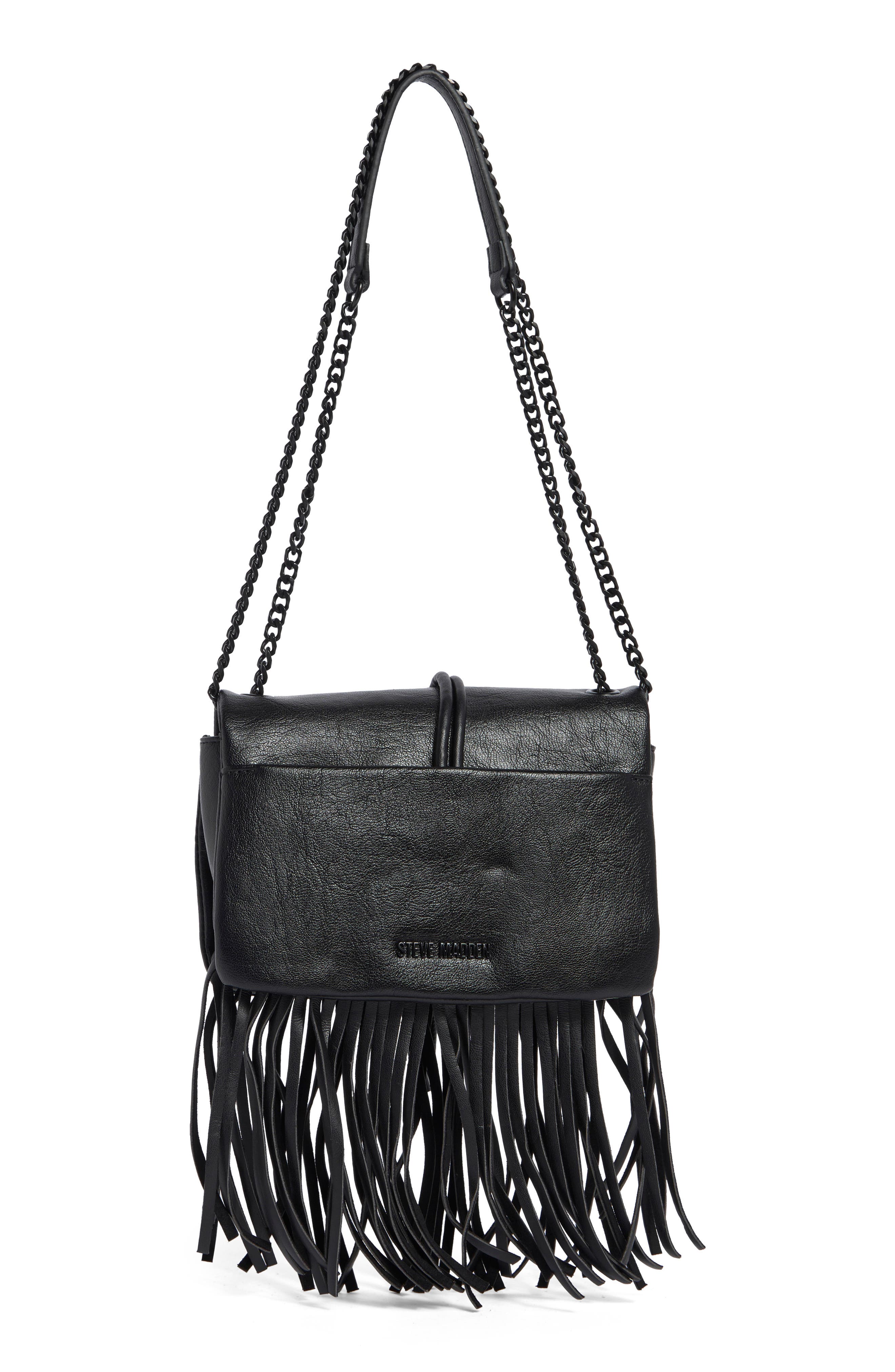 Steve Madden Zarina Fringe Crossbody Bag, Alternate, color, Black