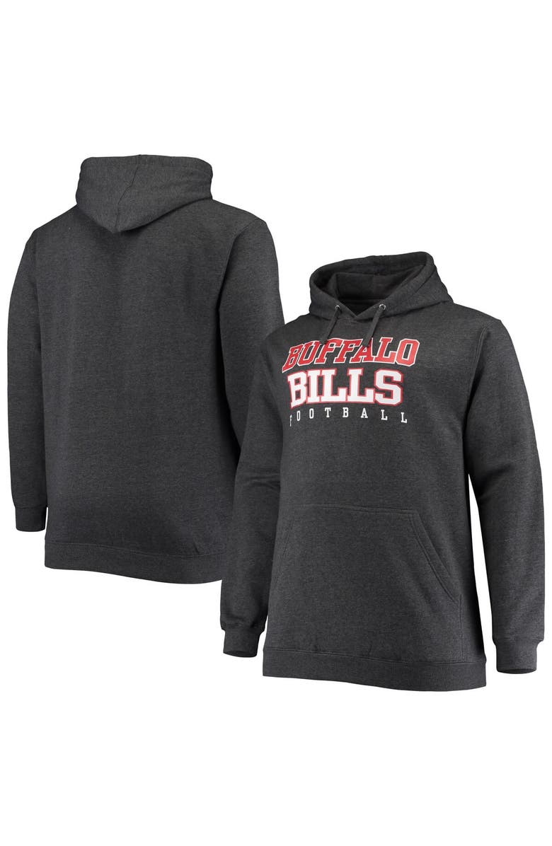 FANATICS Men's Fanatics Branded Heathered Charcoal Buffalo Bills Big & Tall Practice Pullover Hoodie, Main, color, Heather Charcoal