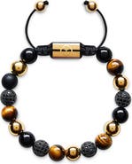 TORRELA Onyx Tiger Eye and Zirconia Beaded Bracelet