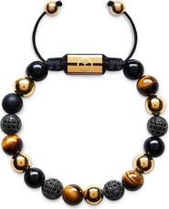 TORRELA Onyx Tiger Eye and Zirconia Beaded Bracelet