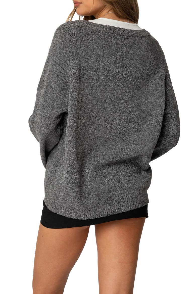 Martha V-Neck Oversize Sweater, Alternate, color, DARK-GRAY-MELANGE