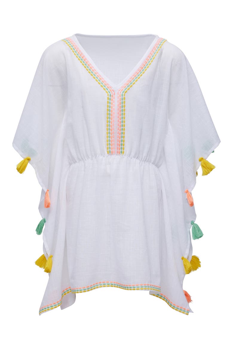 Kids' Coastal Tassel Trim Cotton Cover-Up, Main, color, WHITE