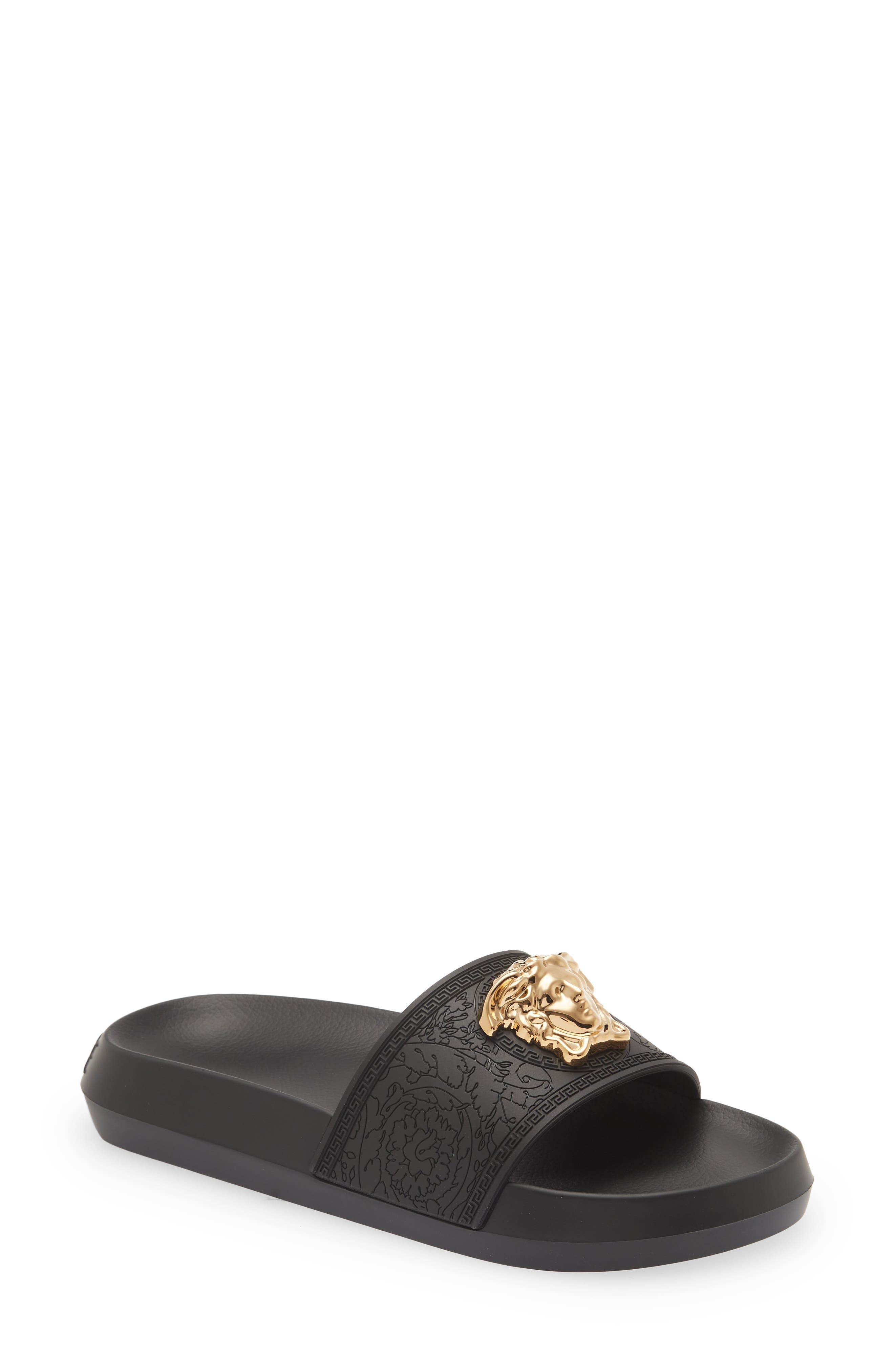 Versace Medusa Pool Slide, Main, color, Black