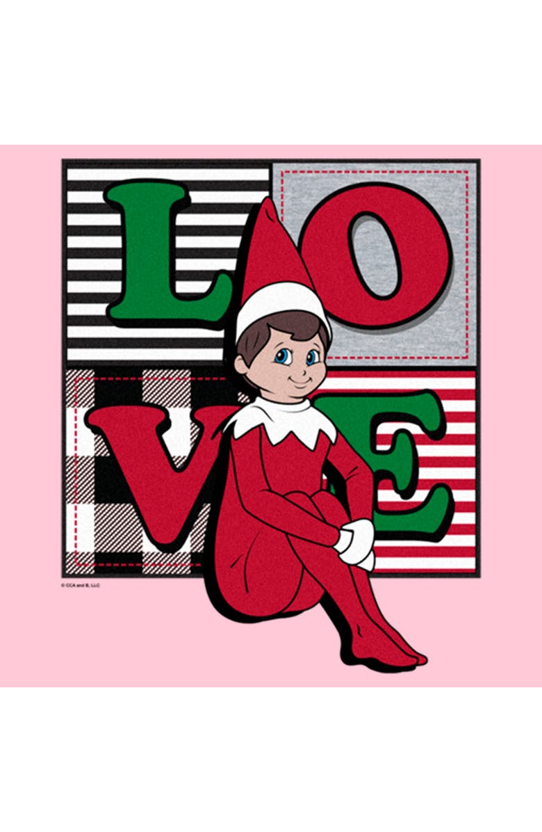 THE ELF ON THE SHELF Girl's The Elf on the Shelf Plaid Love  Graphic T-Shirt, Alternate, color, Light Pink