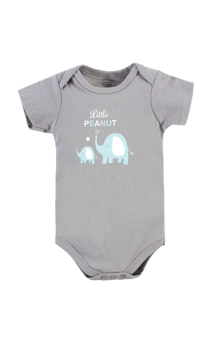 Luvable Friends Essential 5-Piece Bodysuit Set, Alternate, color, Boy Basic Elephant