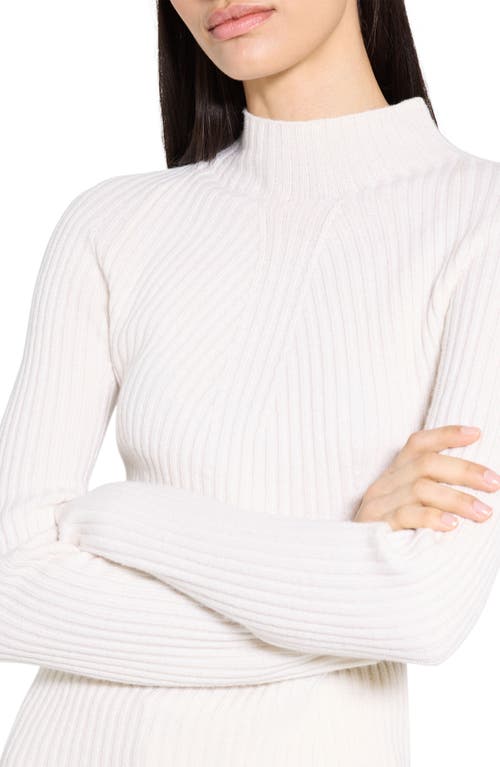 Theory Traveling Mock Neck Rib Cashmere Sweater In White