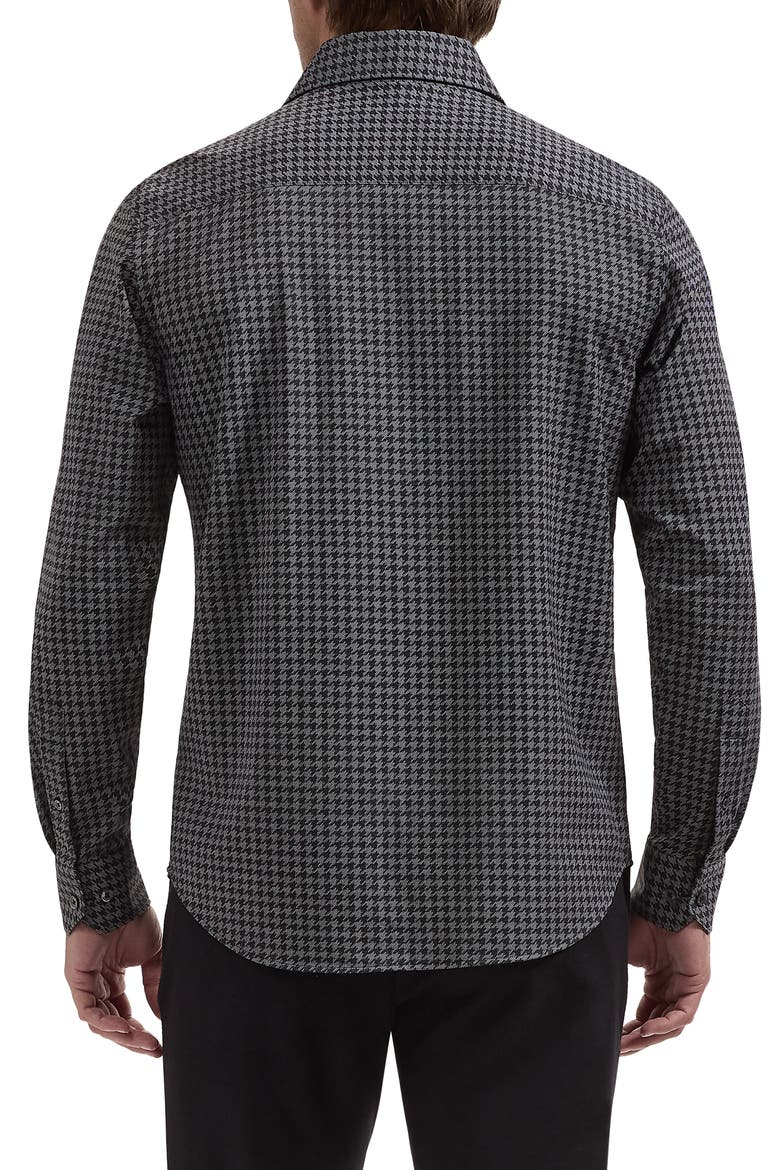 Devon OoohCotton® Houndstooth Button-Up Shirt, Alternate, color, BLACK