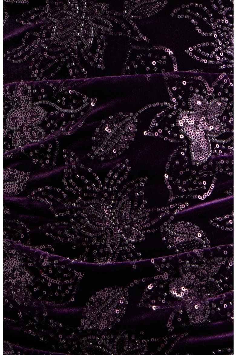 Sequin Velvet Corset Minidress, Alternate, color, EGGPLANT