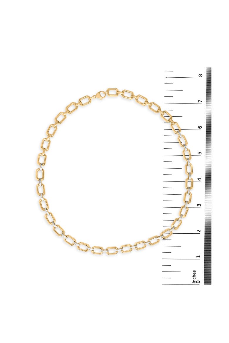 Gold Vermeil .925 Sterling Silver 1/4 Cttw Diamond Bold Octagonal Link Necklace, Alternate, color, Silver