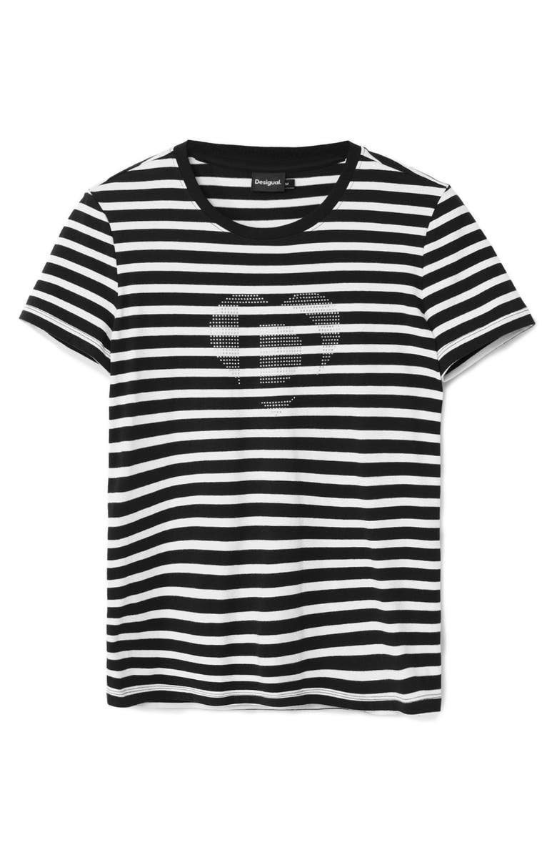 Desigual Daisy Stripe Cotton Graphic T-Shirt, Alternate, color, 