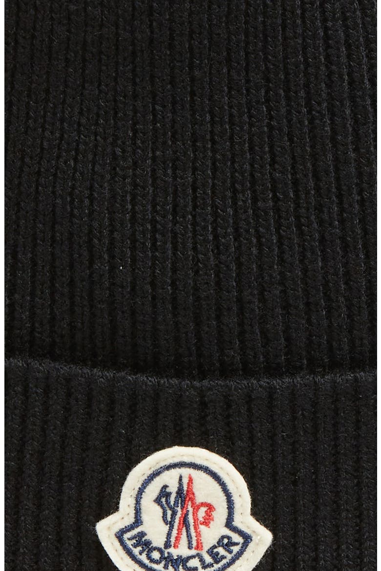 Logo Patch Virgin Wool Knit Beanie, Alternate, color, BLACK