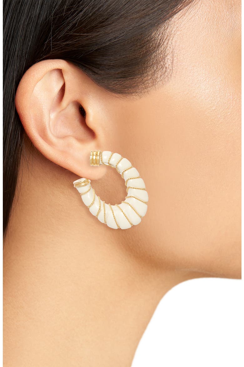 Cyclade Hoop Earrings, Alternate, color, WHITE