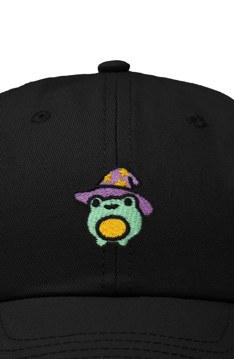 Dalix Sorcerer Frog Embroidered Dad Hat, Alternate, color, Black