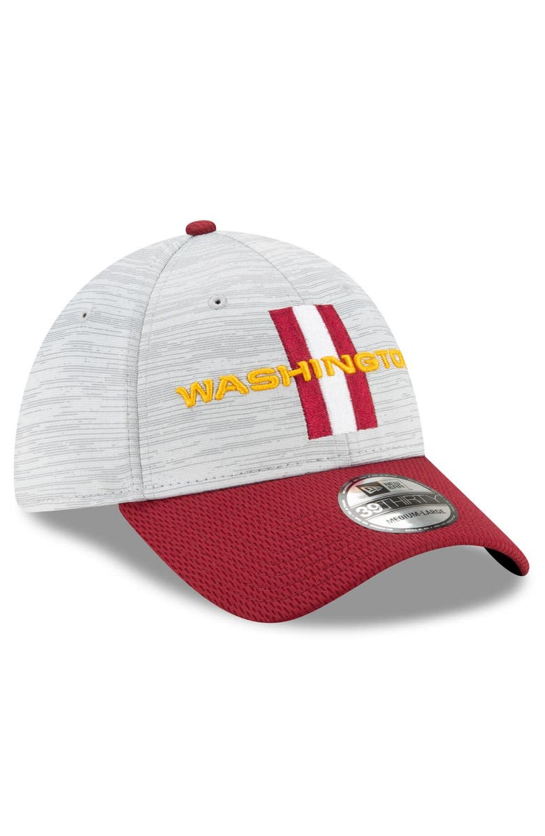 New Era Men's New Era Gray/Burgundy Washington Football Team 2021 NFL Training Camp Official 39THIRTY Flex Hat, Alternate, color, 