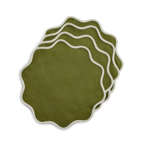 Linen Round Placemats - Giselle Scallop Edge, 16 Round