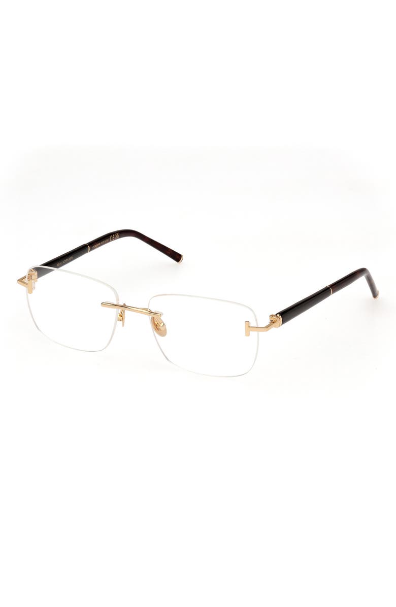 TOM FORD 56mm Rectangular Optical Glasses, Alternate, color, Yellow / Black / Striped Brown