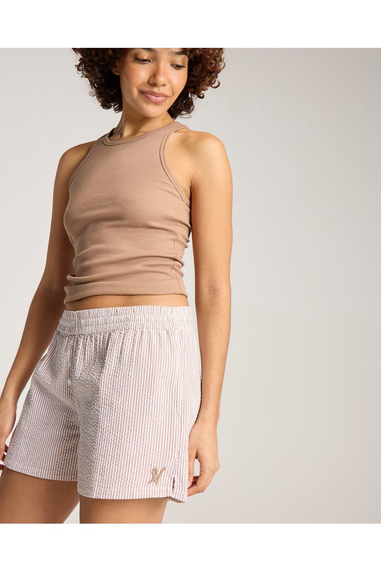 The Seersucker Button Boxer Short, Alternate, color, Mocha Stripe