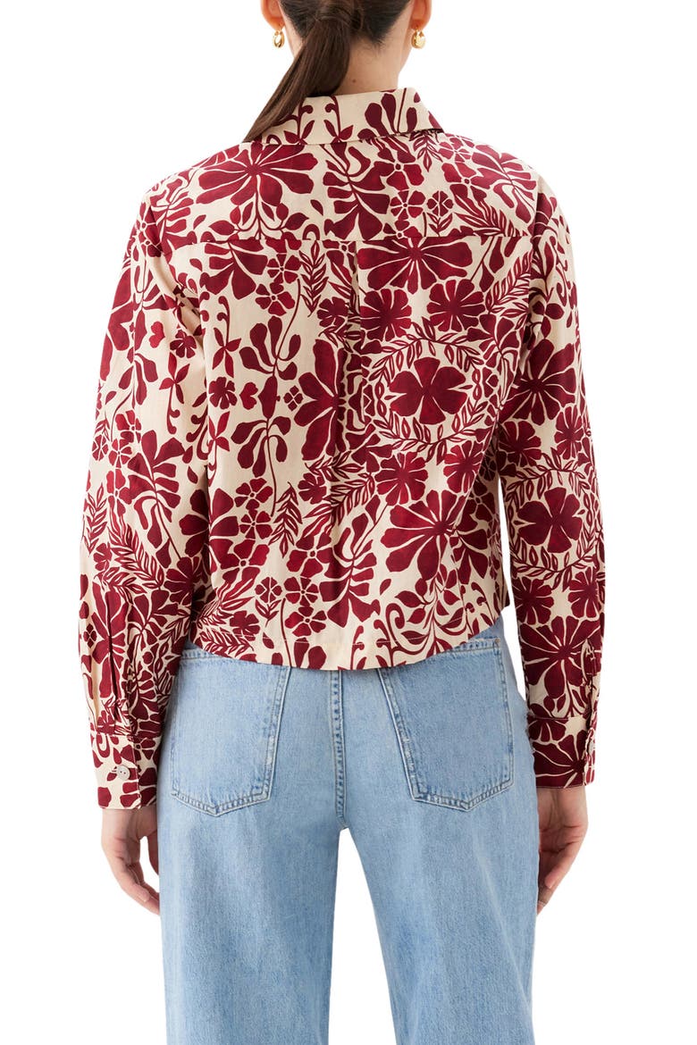 Lena Floral Cotton Button-Up Shirt, Alternate, color, RED PRINT