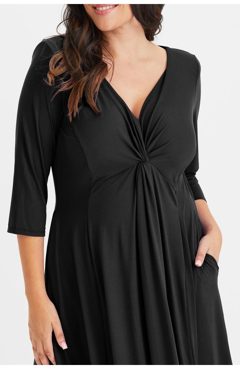 Scarlett & Jo Claudia Solid Jersey Knot Front Dress, Alternate, color, Black Jersey