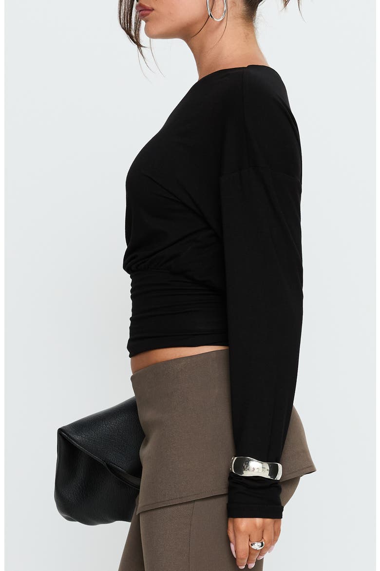 Ashlinn One-Shoulder Crop Knit Top, Alternate, color, BLACK