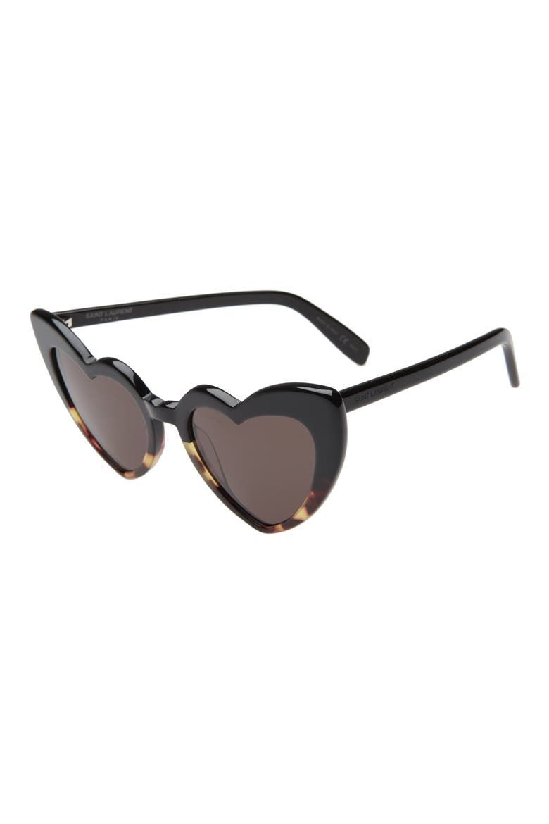 Loulou 54mm Heart Sunglasses, Alternate, color, BLACK HAVANA/ BLACK