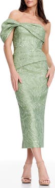 Dress the Population Cyprus Metallic Floral Jacquard Sheath Dress