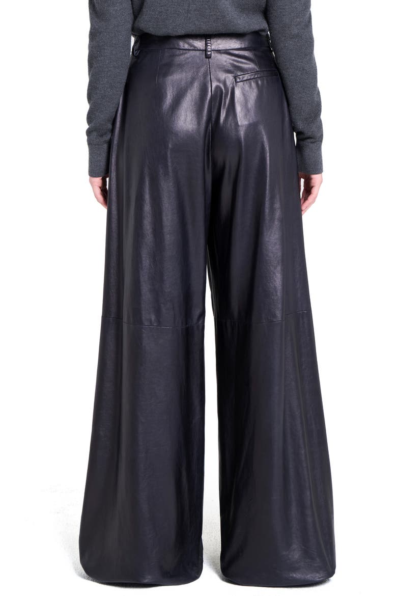 Avery Wide Leg Leather Pants, Alternate, color, DARK MIDNIGHT