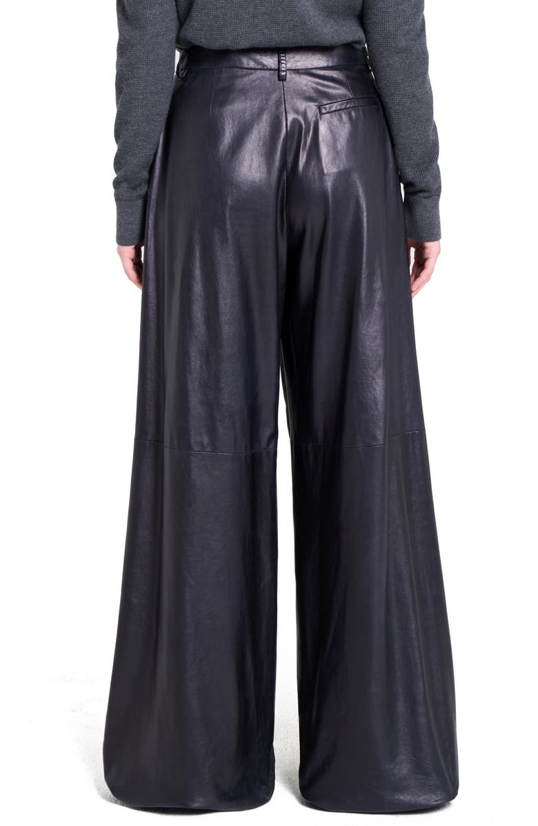 TWP Avery Wide Leg Leather Pants, Alternate, color, Dark Midnight