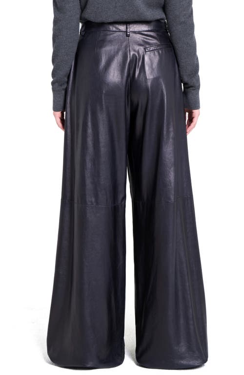 Twp Avery Wide Leg Leather Pants In Blue