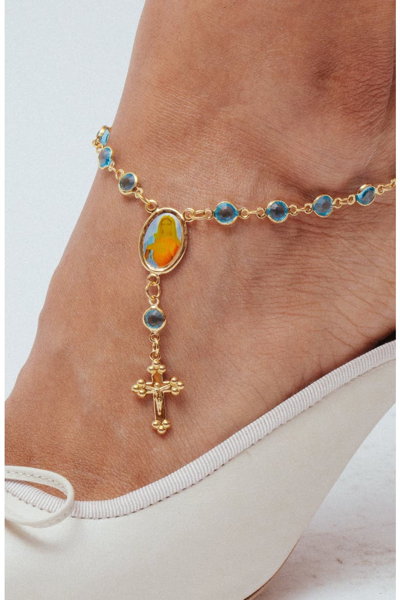 The Blue Stone Rosary Anklet, Alternate, color, GOLD/BLUE