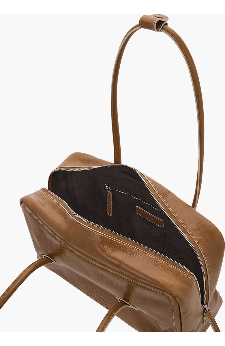 MARGESHERWOOD Boston Leather Shoulder Bag, Alternate, color, Brown Crinkle