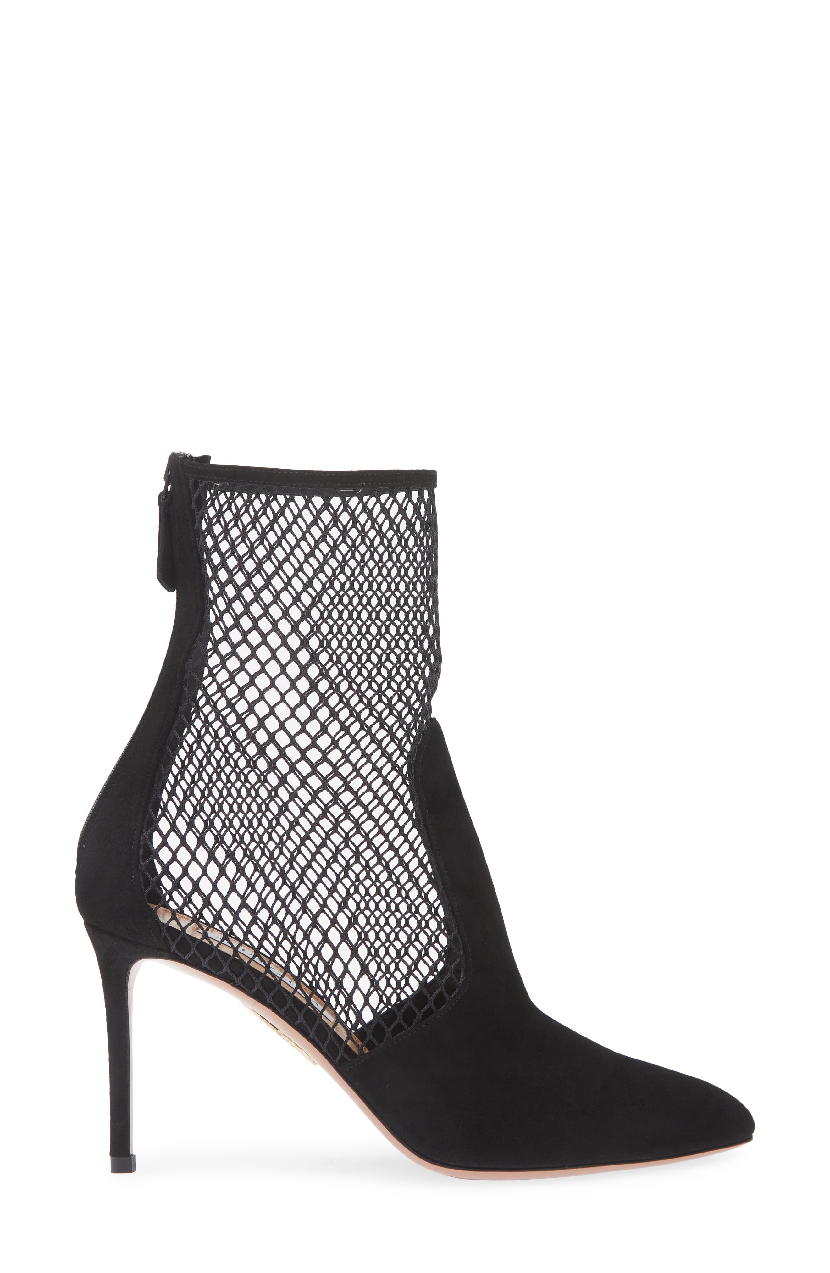Aquazzura Brera Pointed Toe Mesh Bootie, Alternate, color, 