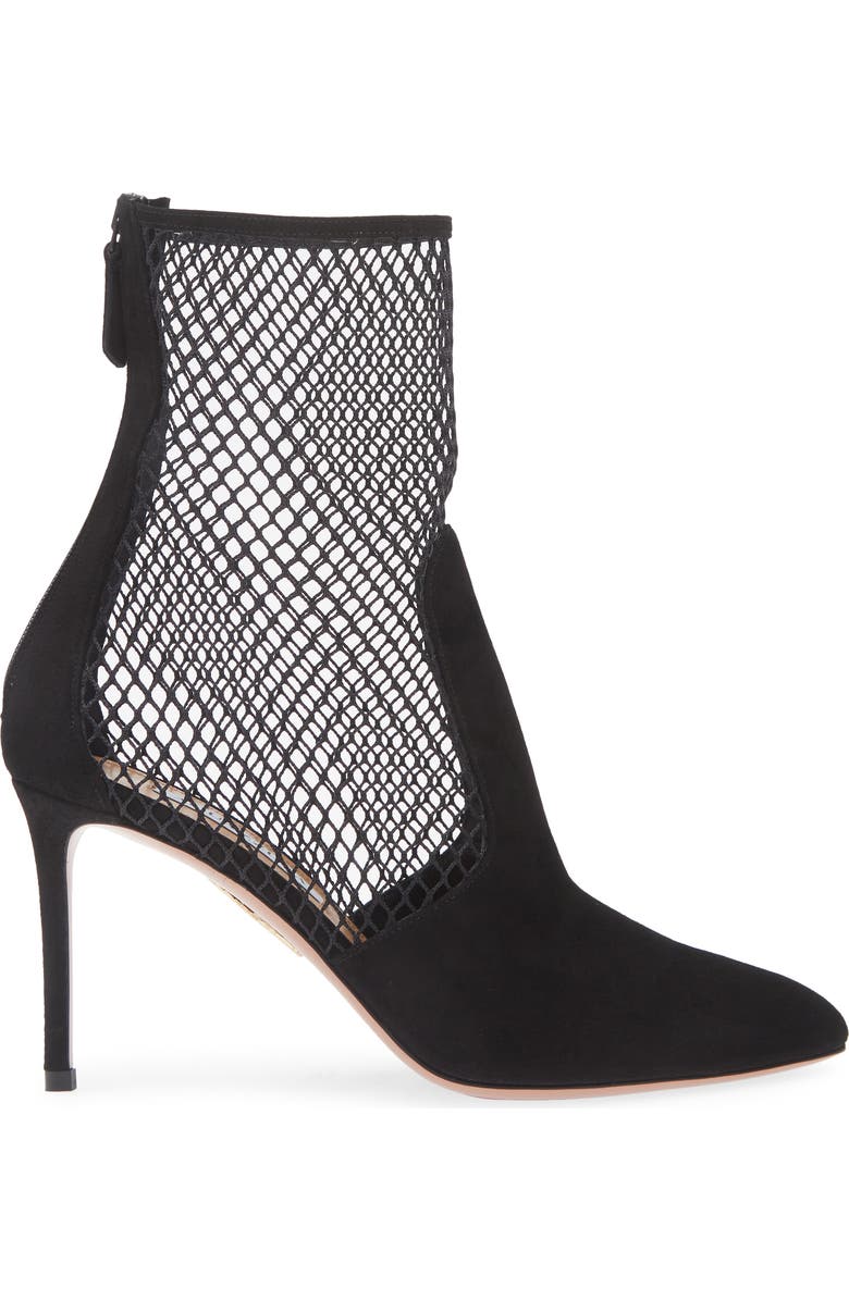 Aquazzura Brera Pointed Toe Mesh Bootie, Alternate, color,
