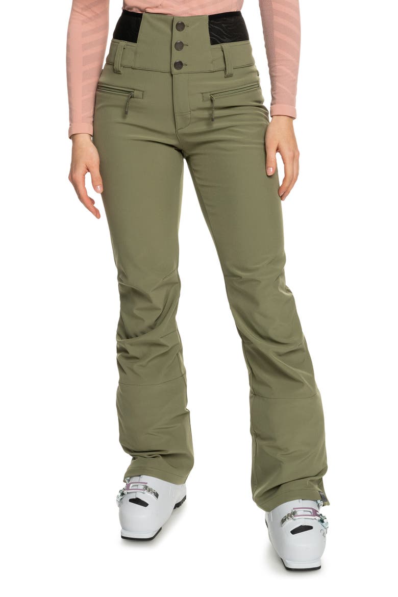 Rising High Waterproof Shell Snow Pants, Main, color, DEEP LICHEN GREEN