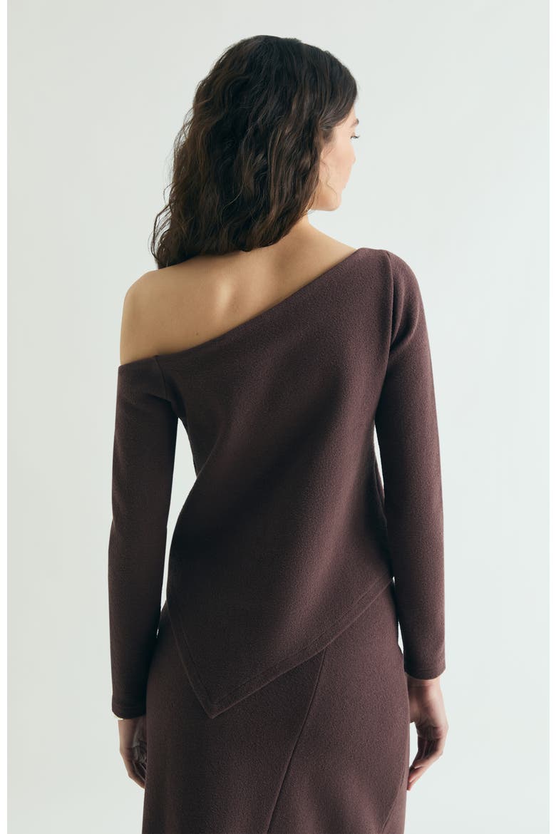 Asymmetrical Neckline Top, Alternate, color, Brown