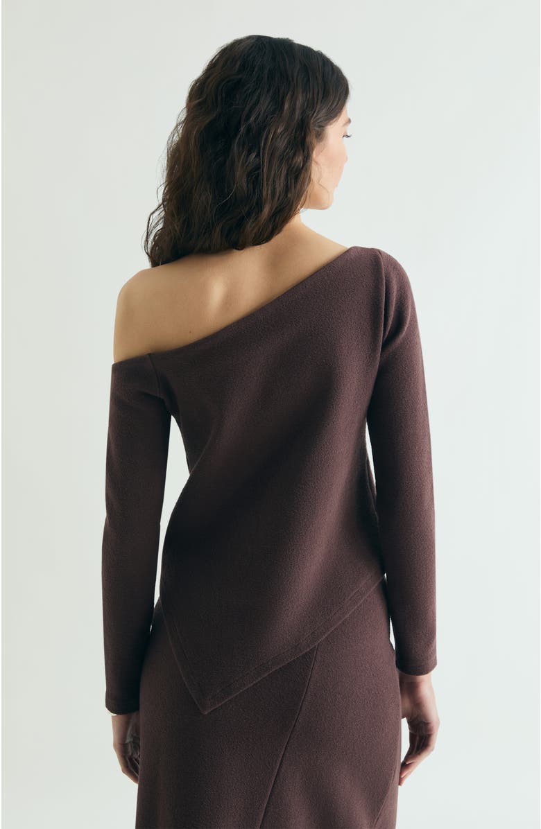 Scalpers Asymmetrical Neckline Top, Alternate, color, Brown