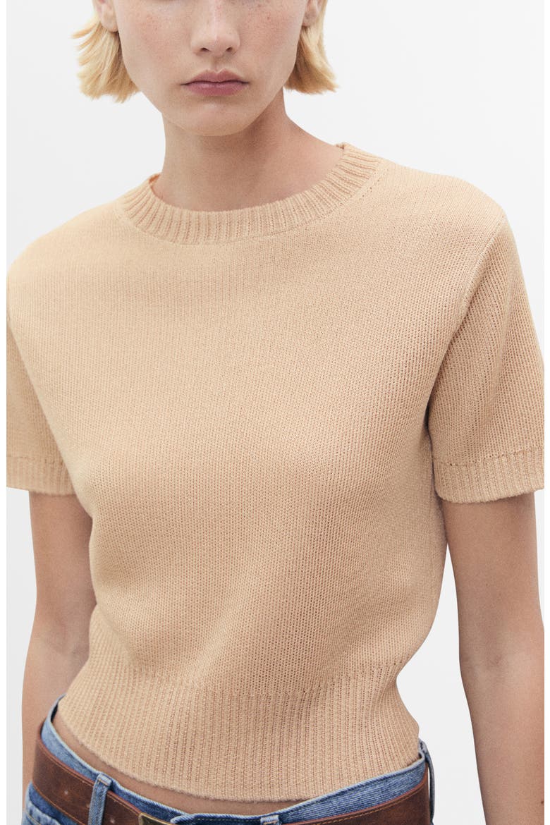Short Sleeve Crop Sweater, Main, color, LIGHT/ PASTEL GREY