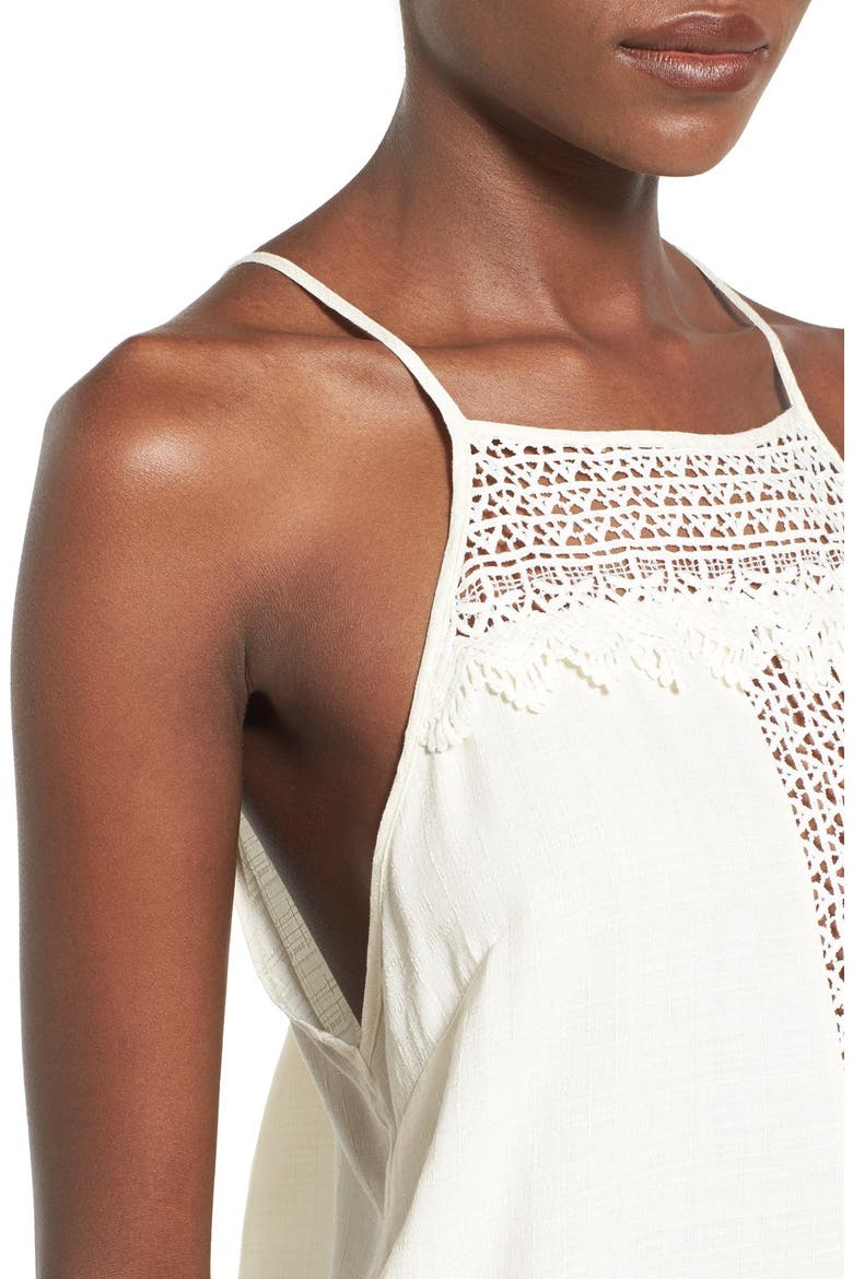 ASTR High Neck Crochet Trim Tank, Alternate, color, VINTAGE CREAM