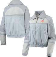 THE WILD COLLECTIVE Women's The Wild Collective Navy Detroit Tigers Colorblock Track Raglan Full-Zip Jacket