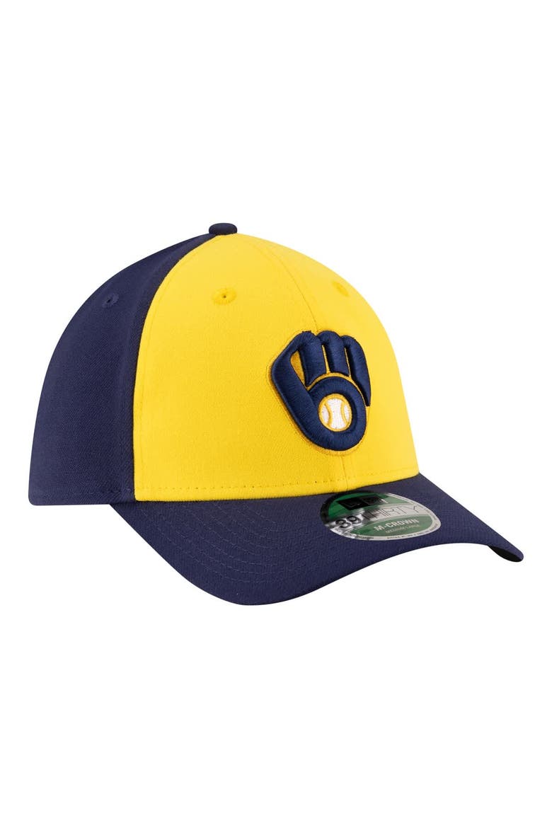 Men's New Era  Gold/Navy Milwaukee Brewers Player Replica 39THIRTY M-Crown Flex Hat, Alternate, color, Gold