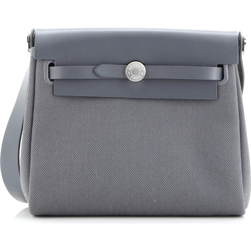 Pre-owned Hermes Hermes Herbag Zip Toile And Leather 20 In Gray