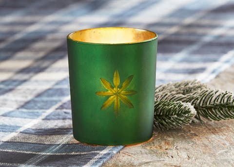 Cosmo Round Tealight Holder Green Glass Candle Holder