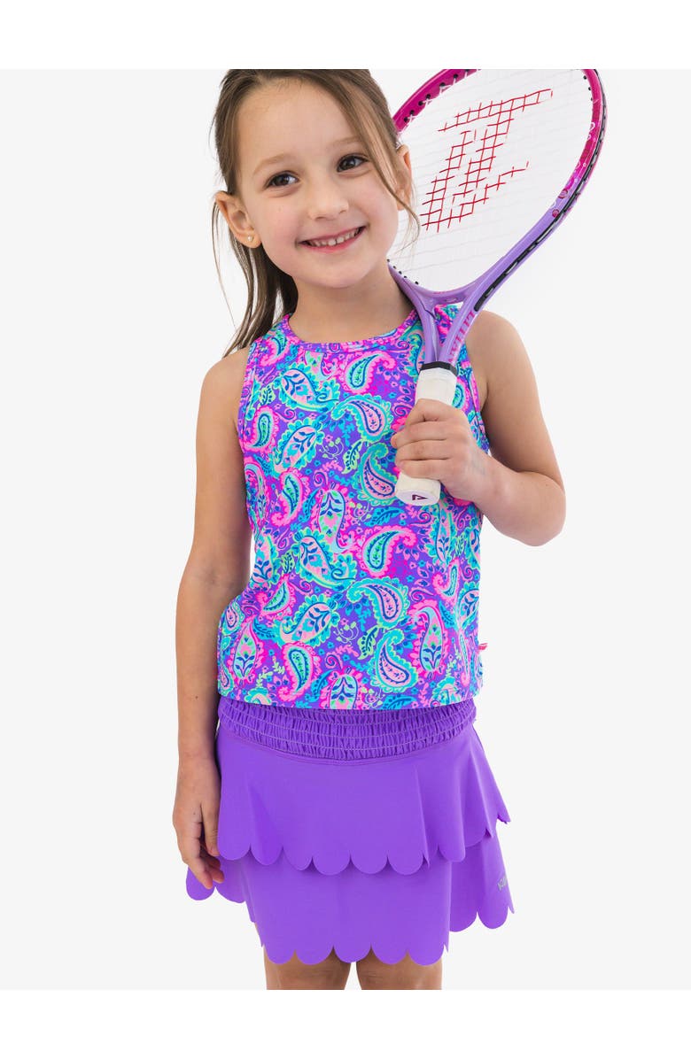 RuffleButts UPF50+ Active Tiered Flare Skort, Alternate, color, Neon Purple