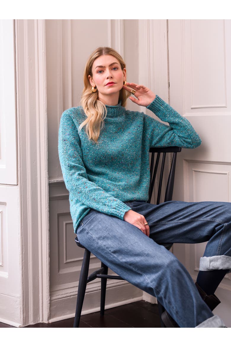 Donegal Mock Neck Sweater, Alternate, color, SEA GLASS