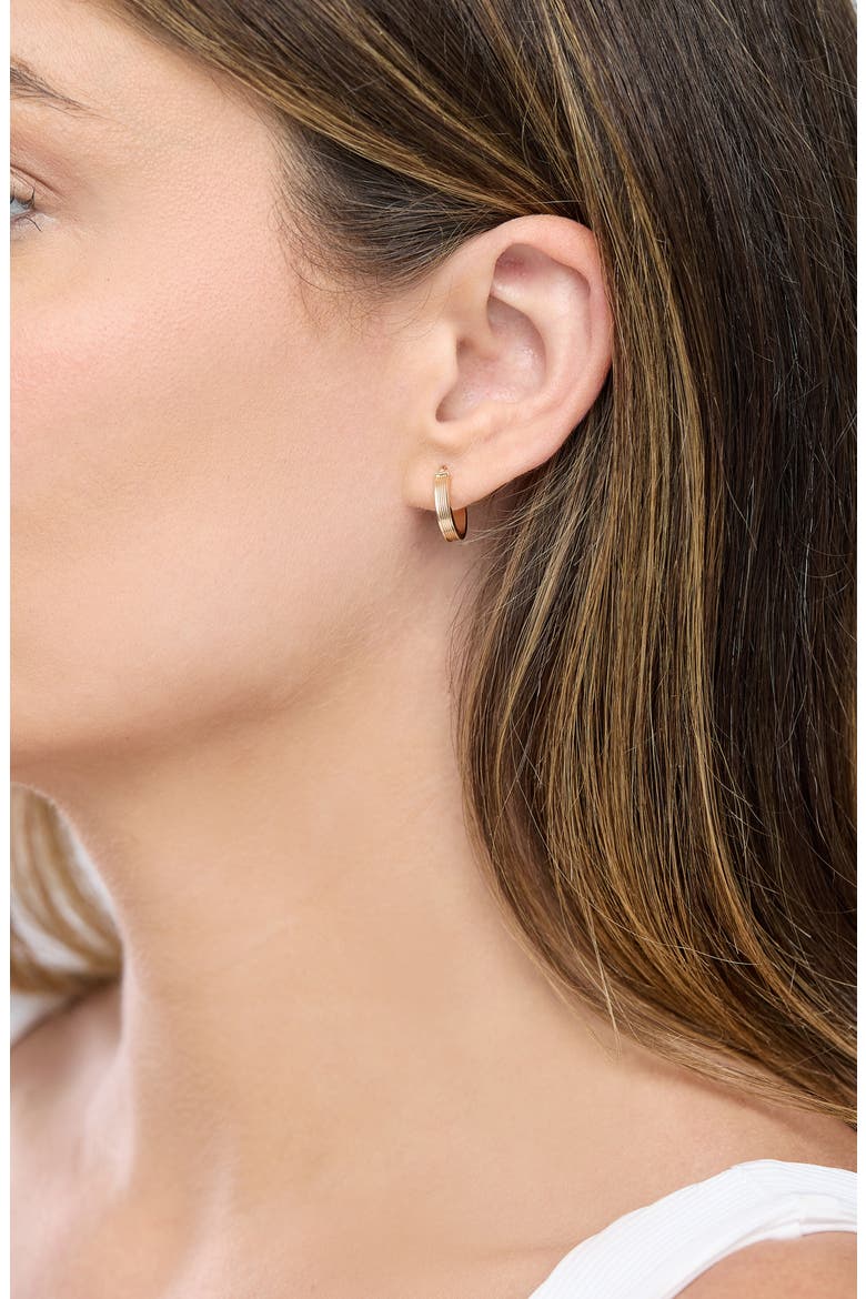 14k Gold Huggie Earrings, Alternate, color, 14KY