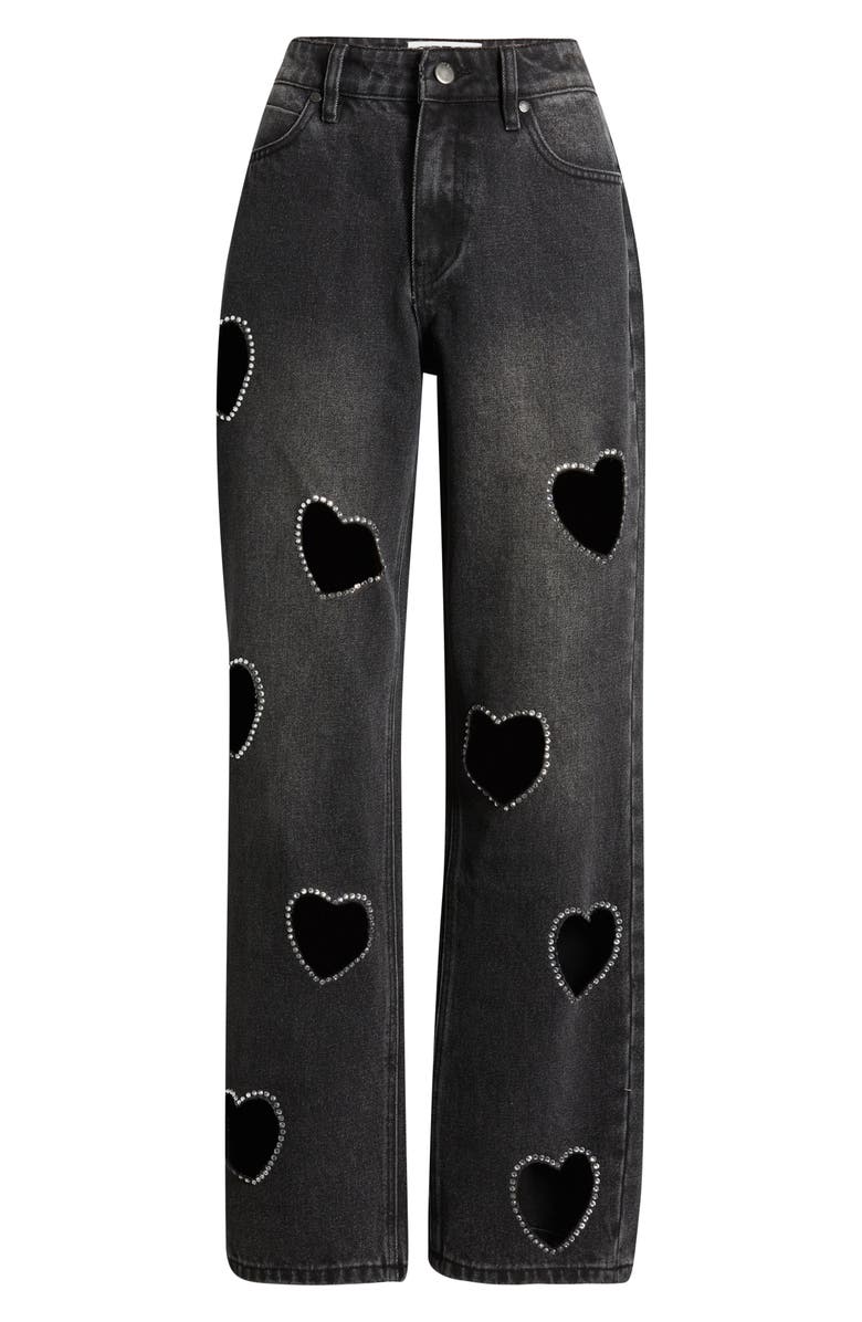 PTCL Heart Cutout Wide Leg Jeans, Alternate, color, Black Wash